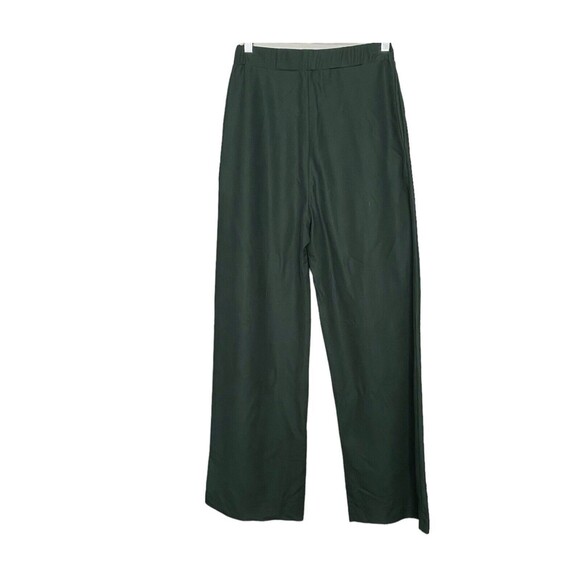Zara Wide Leg Flowy Palazzo Pants high waist elastic waistband size M Dark Green - Picture 1 of 14